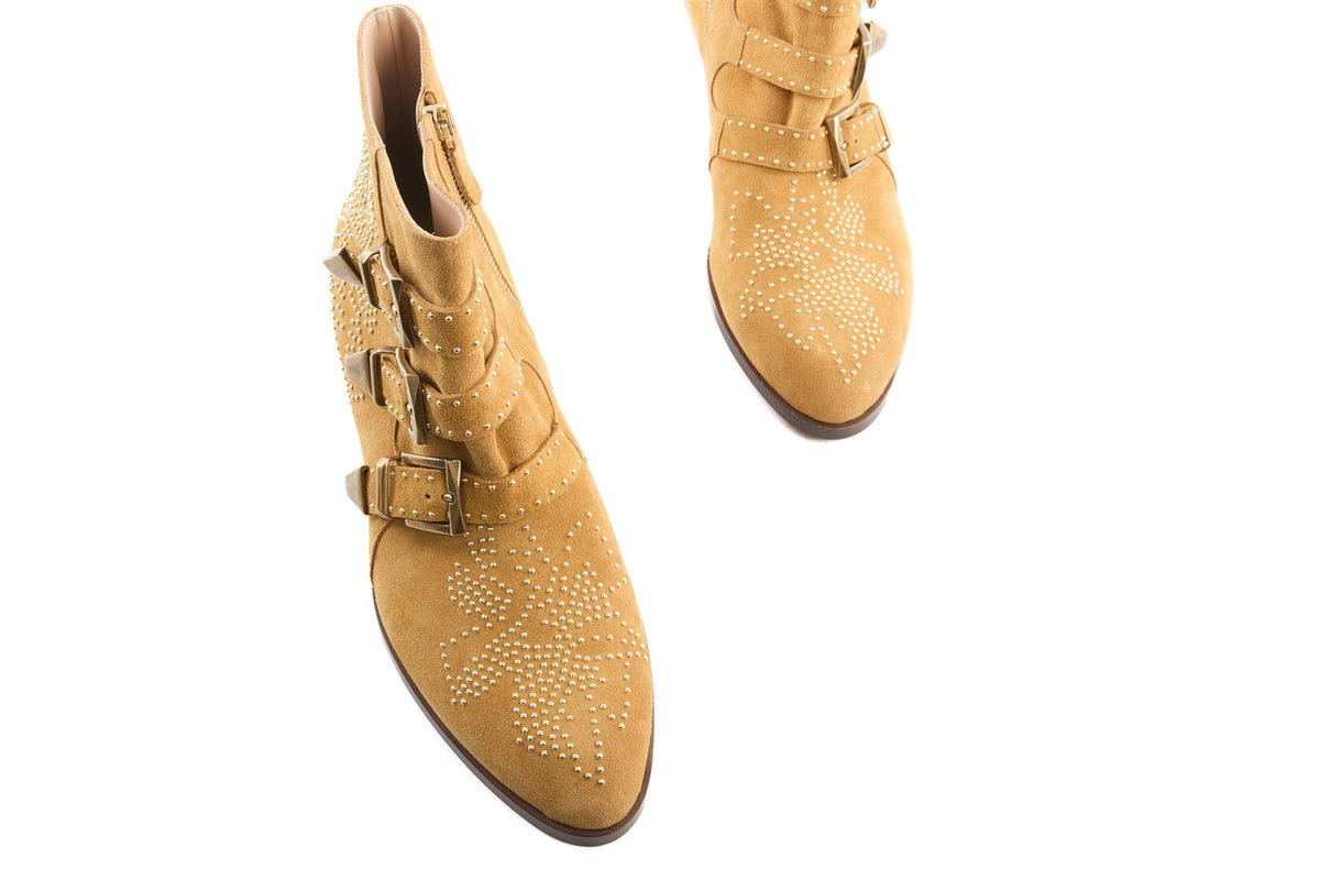 CHLOÉ TAN SUSAN SUEDE ANKLE BOOTS EU 40 UK 7 US 10