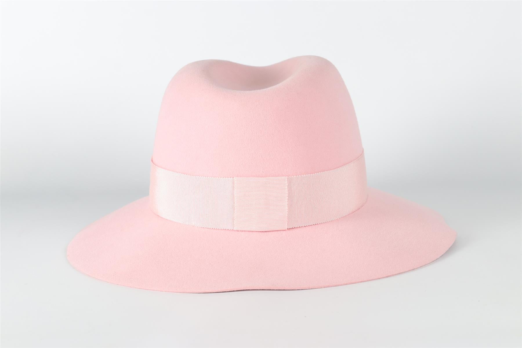 MAISON MICHEL PINK FELT FEDORA HAT LARGE