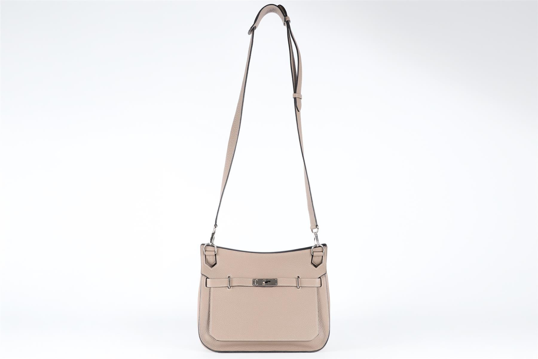HERMÈS TAUPE 2012 JYPSIERE 28CM TOGO LEATHER CROSSBODY BAG IN ETOUPE