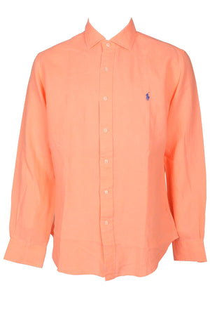 POLO RALPH LAUREN ORANGE MEN'S LINEN SHIRT LARGE