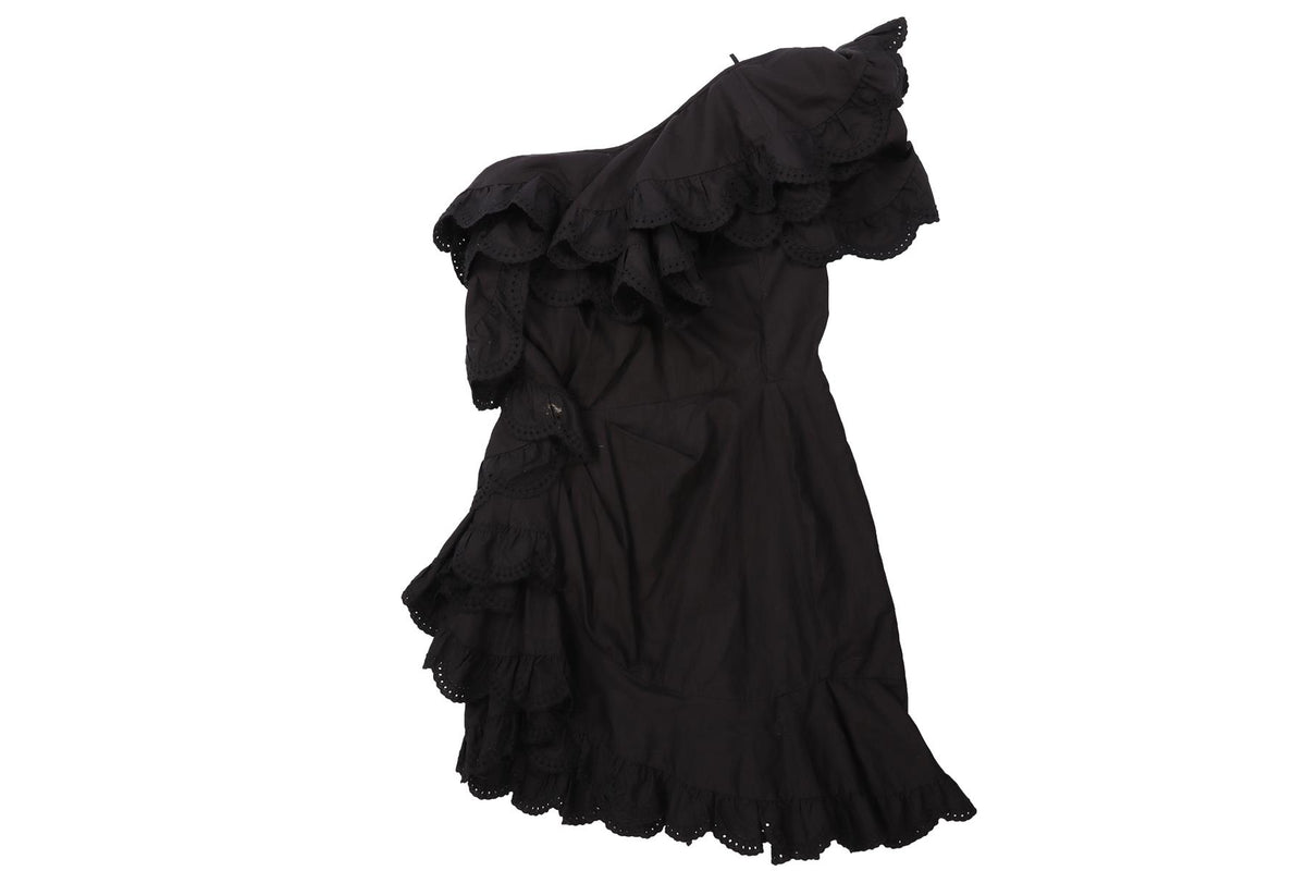 ISABEL MARANT BLACK COTTON MINI DRESS FR 36 UK 8
