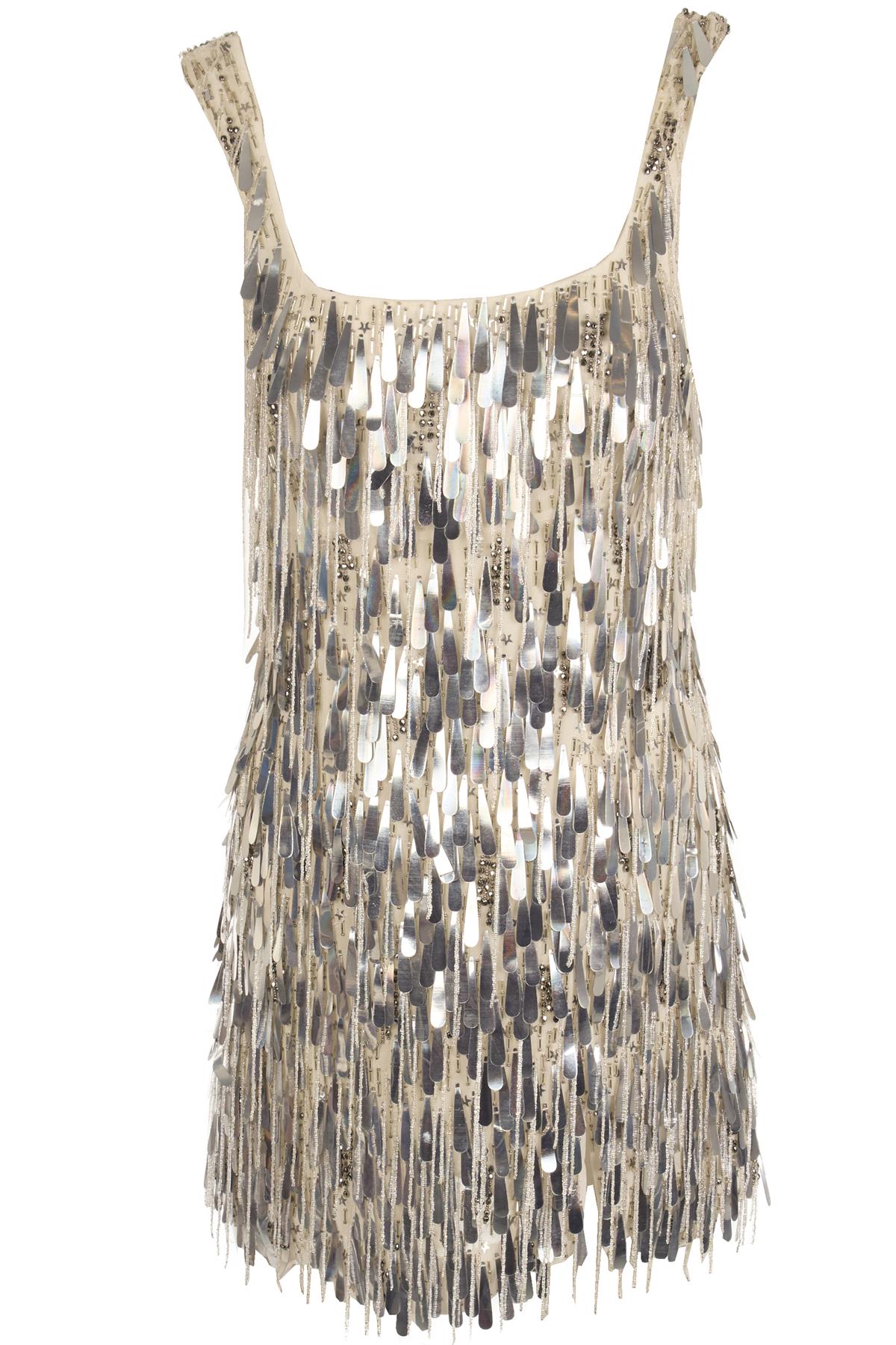 ILTA SILVER SEQUIN MINI DRESS FR 36 UK 8