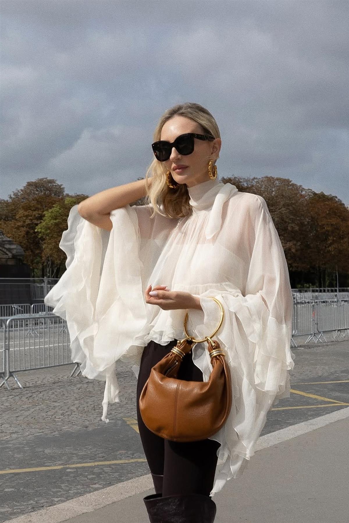 CHLOÉ CREAM SILK TOP FR 36 UK 8