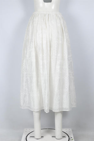 HELSA WHITE COTTON MAXI SKIRT SMALL