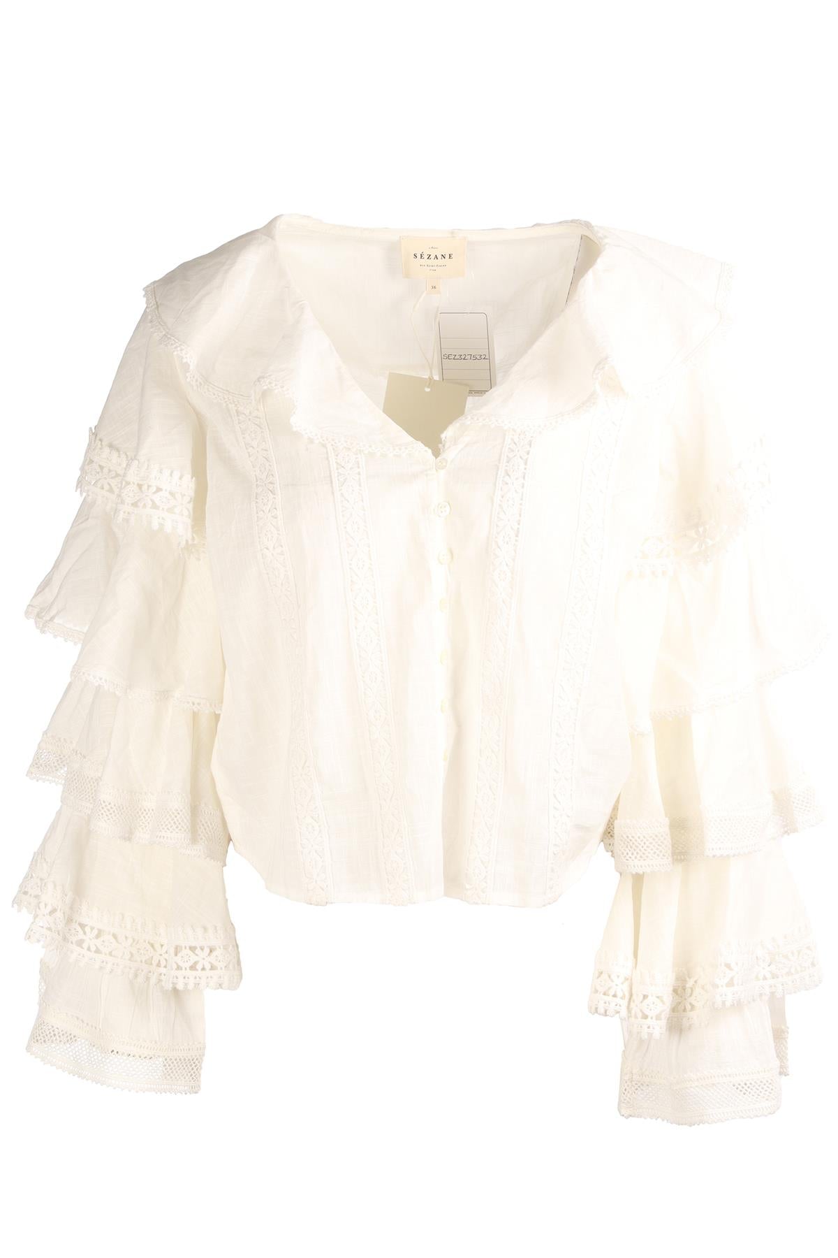 SÉZANE ECRU COTTON TOP FR 36 UK 8