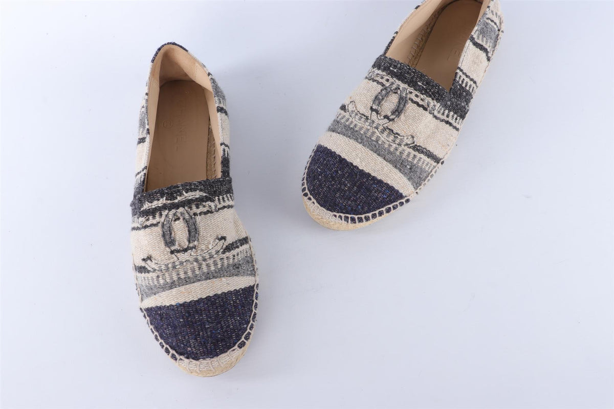 CHANEL NAVY MEN'S WOVEN ESPADRILLES EU 43 UK 9 US 10