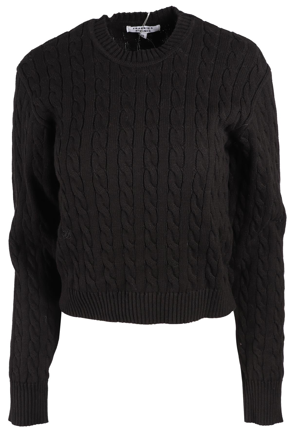 FRANKIES BIKINIS BLACK COTTON SWEATER XSMALL