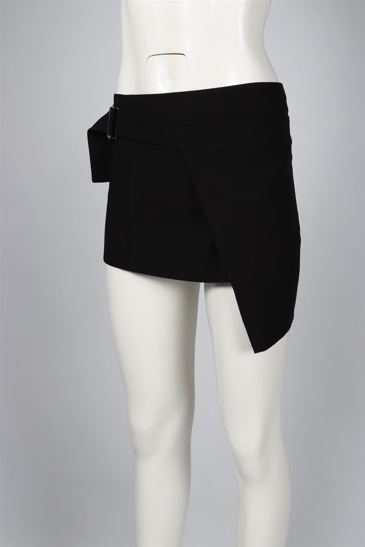 ANN DEMEULEMEESTER BLACK WOOL BLEND MINI SKIRT FR 38 UK 10