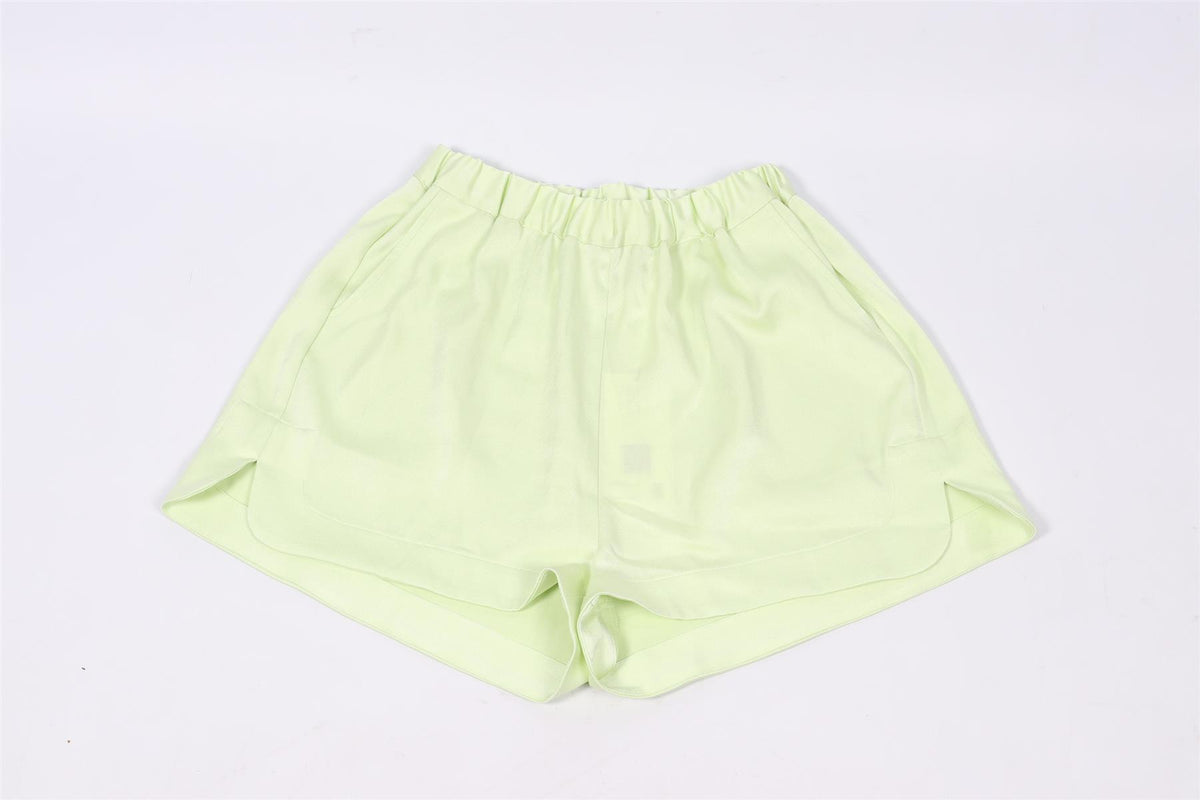 BONDI BORN GREEN SATIN SHORTS SMALL