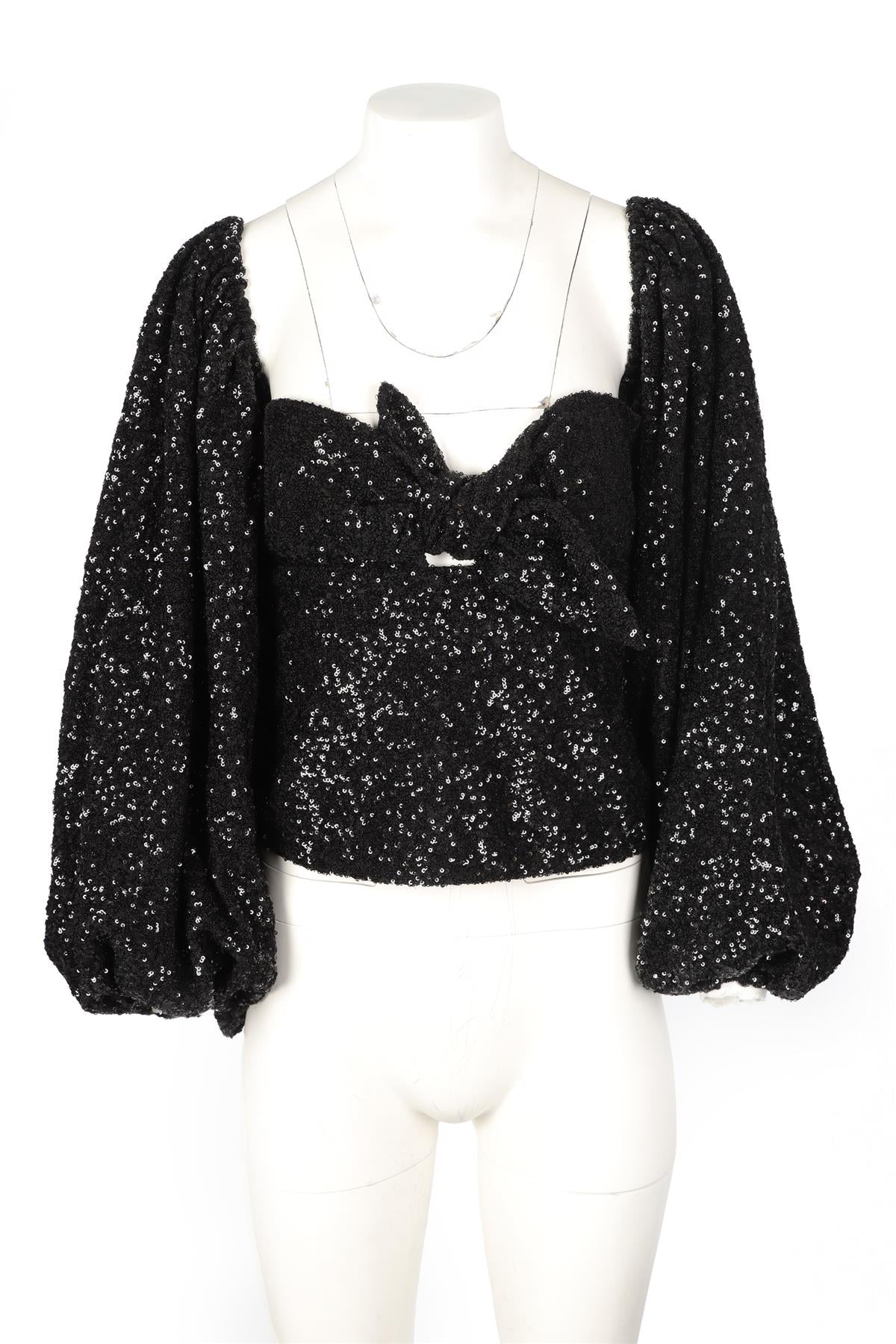 THE ATTICO BLACK SEQUIN TOP IT 38 UK 6
