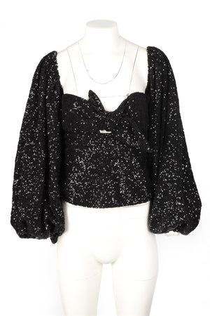 THE ATTICO BLACK SEQUIN TOP IT 38 UK 6