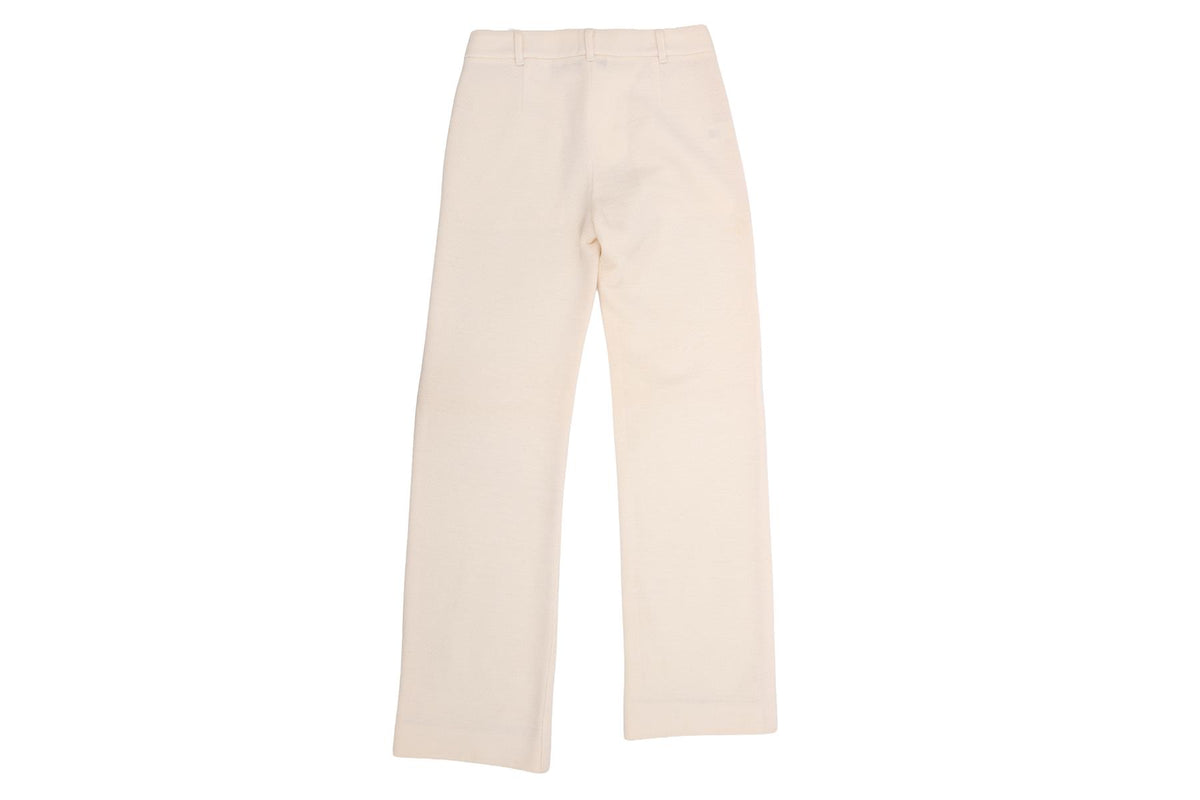 CREAM WOOL STRAIGHT LEG PANTS
