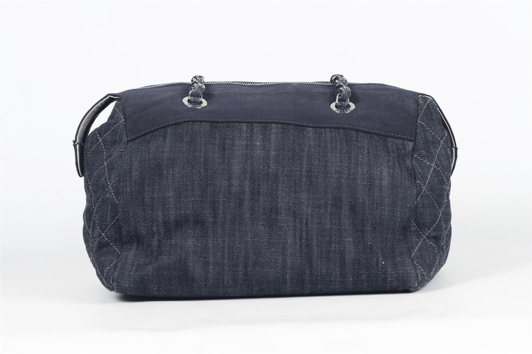 CHANEL 2009 CC QUILTED DENIM SHOULDER BAG