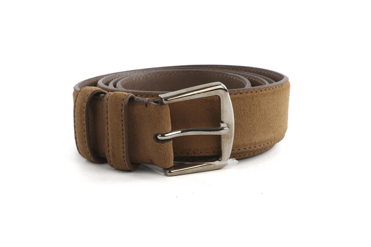 LORO PIANA TAN MEN'S SUEDE BELT 100CM