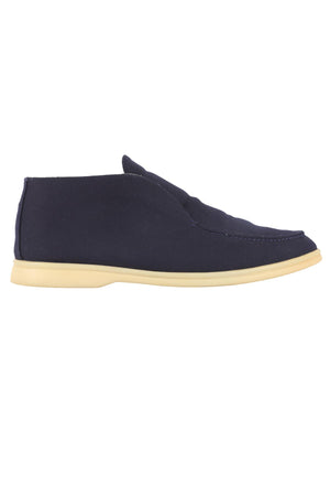 LORO PIANA NAVY MEN'S OPEN WALK FABRIC BOOTS EU 42 UK 8 US 9