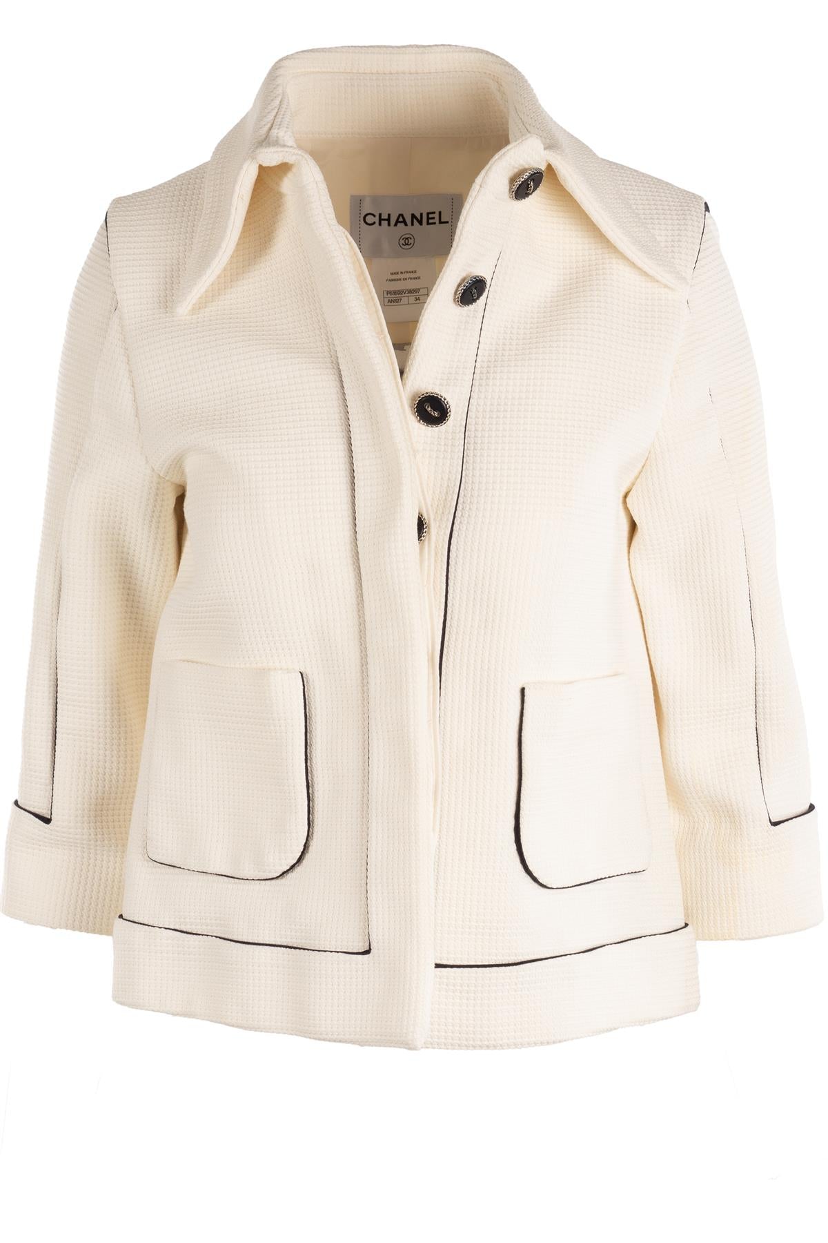 CHANEL WHITE 2015 COTTON JACKET FR 34 UK 6