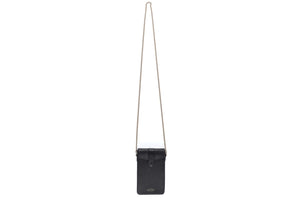 Smythson of Bond Street Black Panama Leather Phone Case