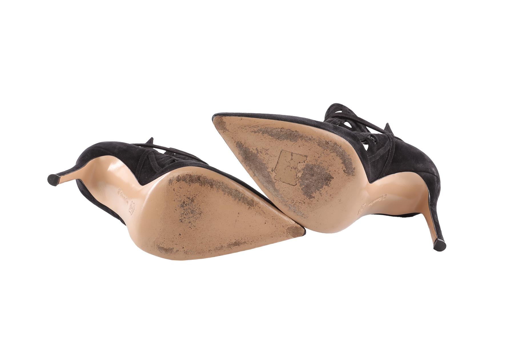 GIANVITO ROSSI BLACK SUEDE ANKLE BOOTS EU 38