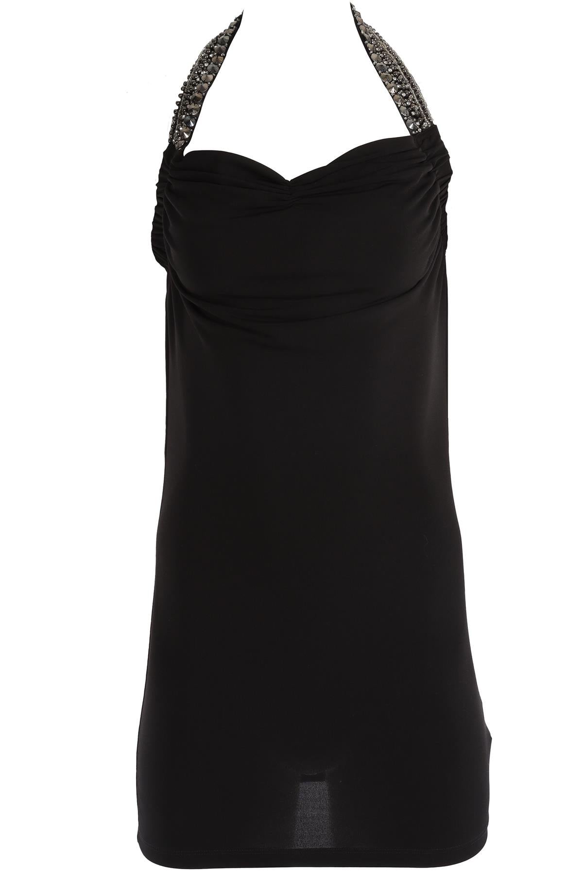PHILIPP PLEIN BLACK JERSEY MINI DRESS SMALL