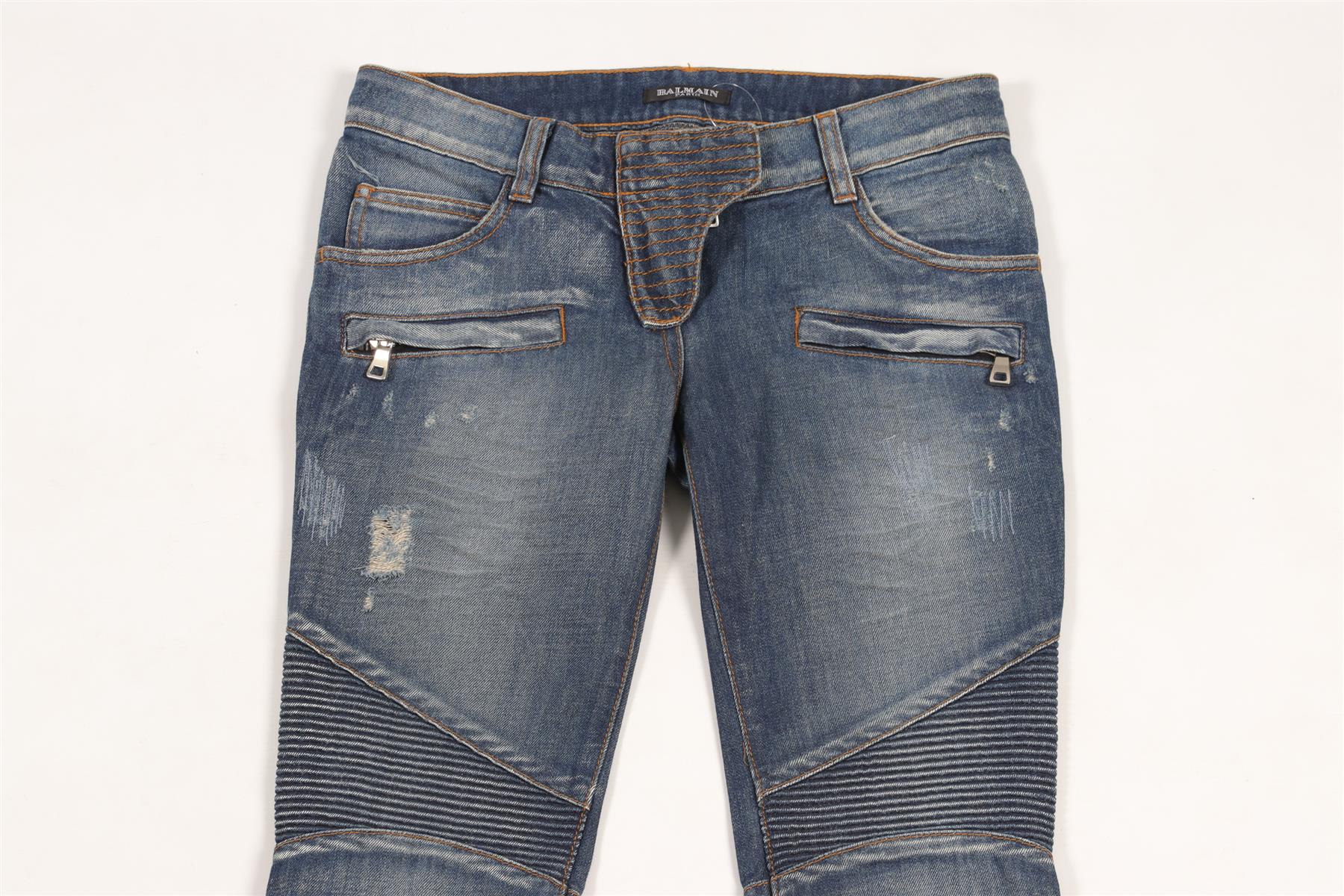 BALMAIN BLUE LOW RISE FLARED JEANS FR 34 UK 6