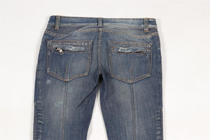 BALMAIN BLUE LOW RISE FLARED JEANS FR 34 UK 6