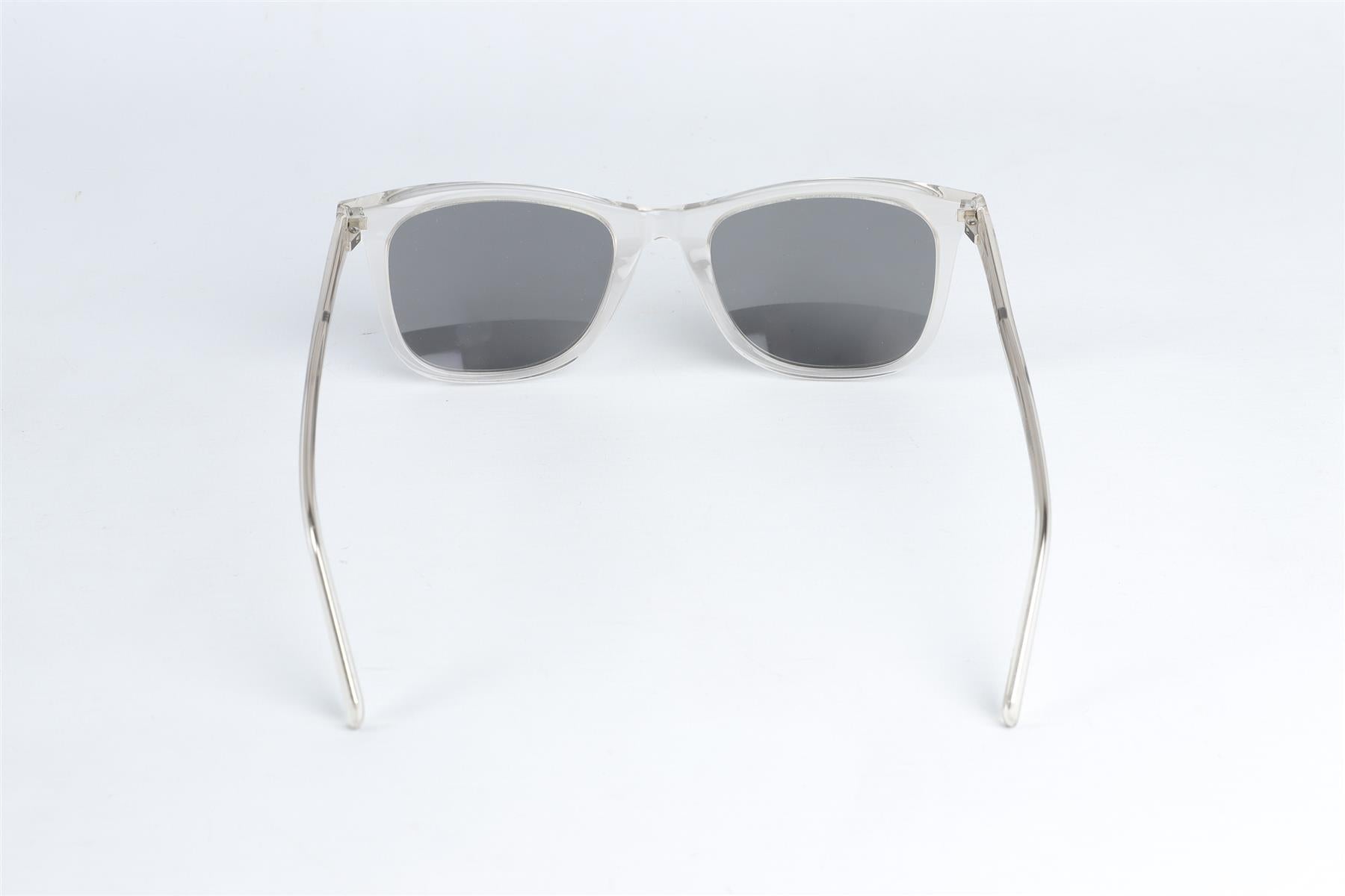 SAINT LAURENT CLEAR SQUARE FRAME ACETATE SUNGLASSES