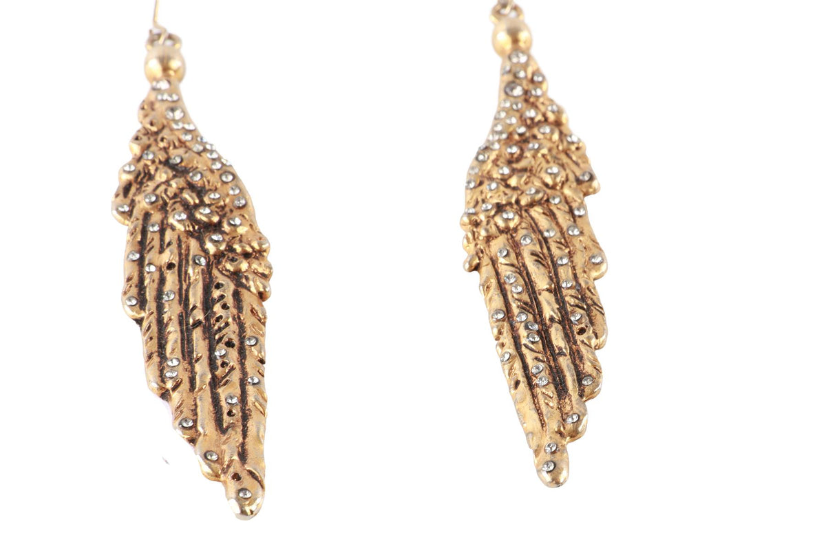 EMILIO PUCCI METALLIC WING GOLD TONE DROP EARRINGS