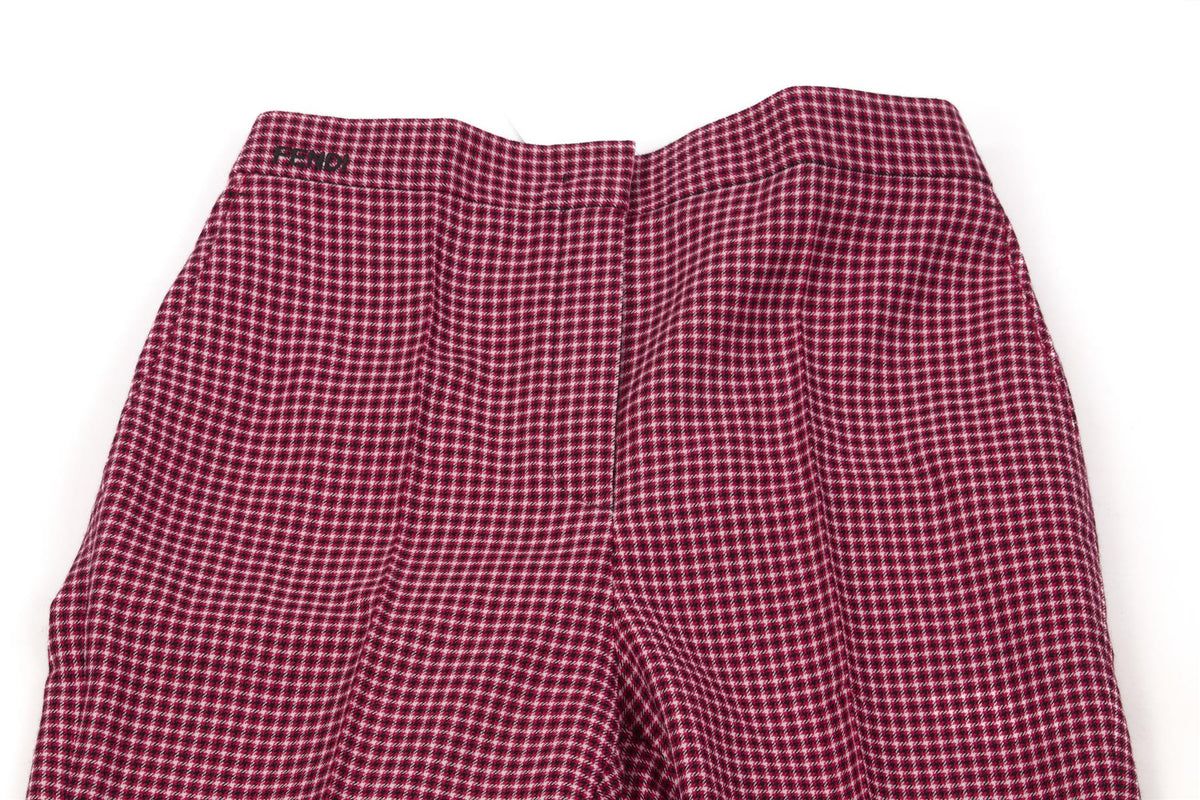 FENDI RED WOOL WIDE LEG PANTS IT 40 UK 8