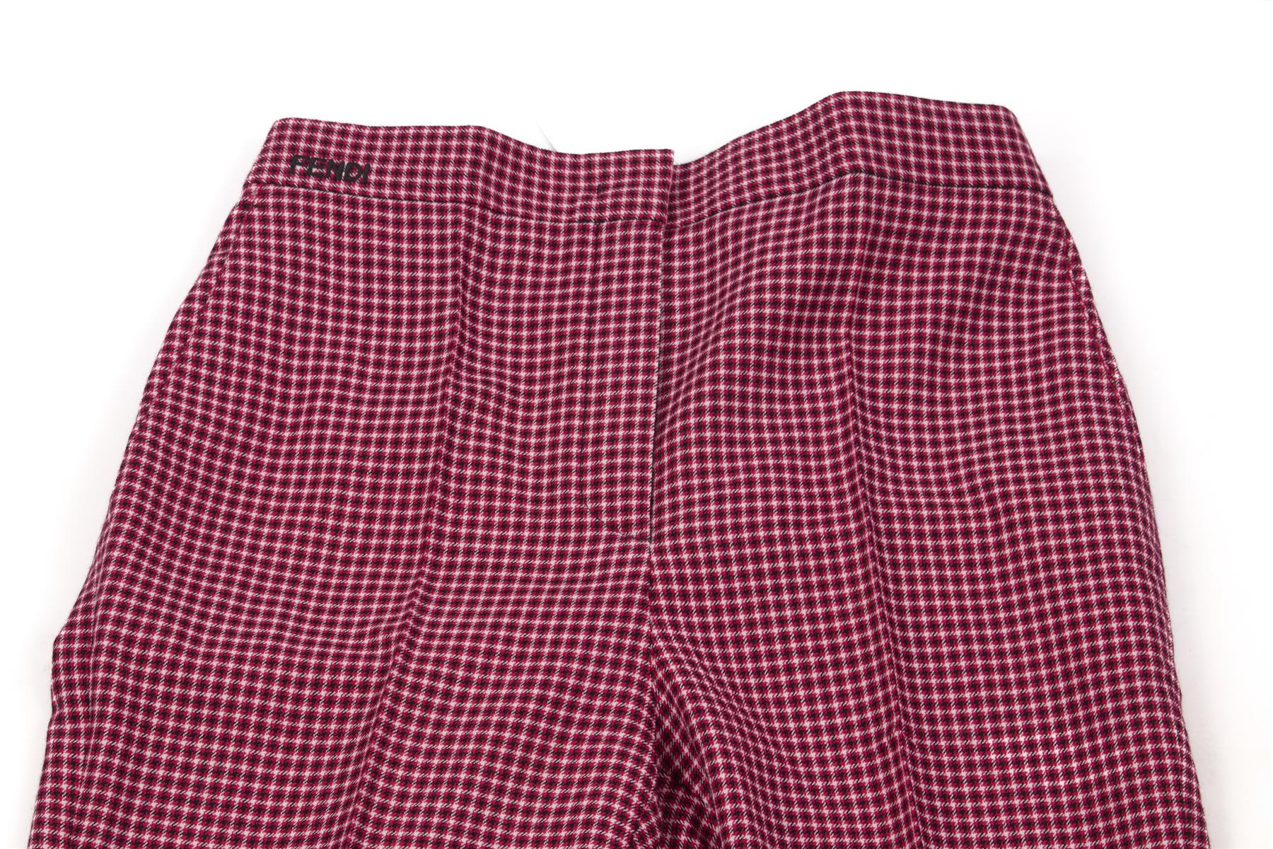 FENDI RED WOOL WIDE LEG PANTS IT 40 UK 8