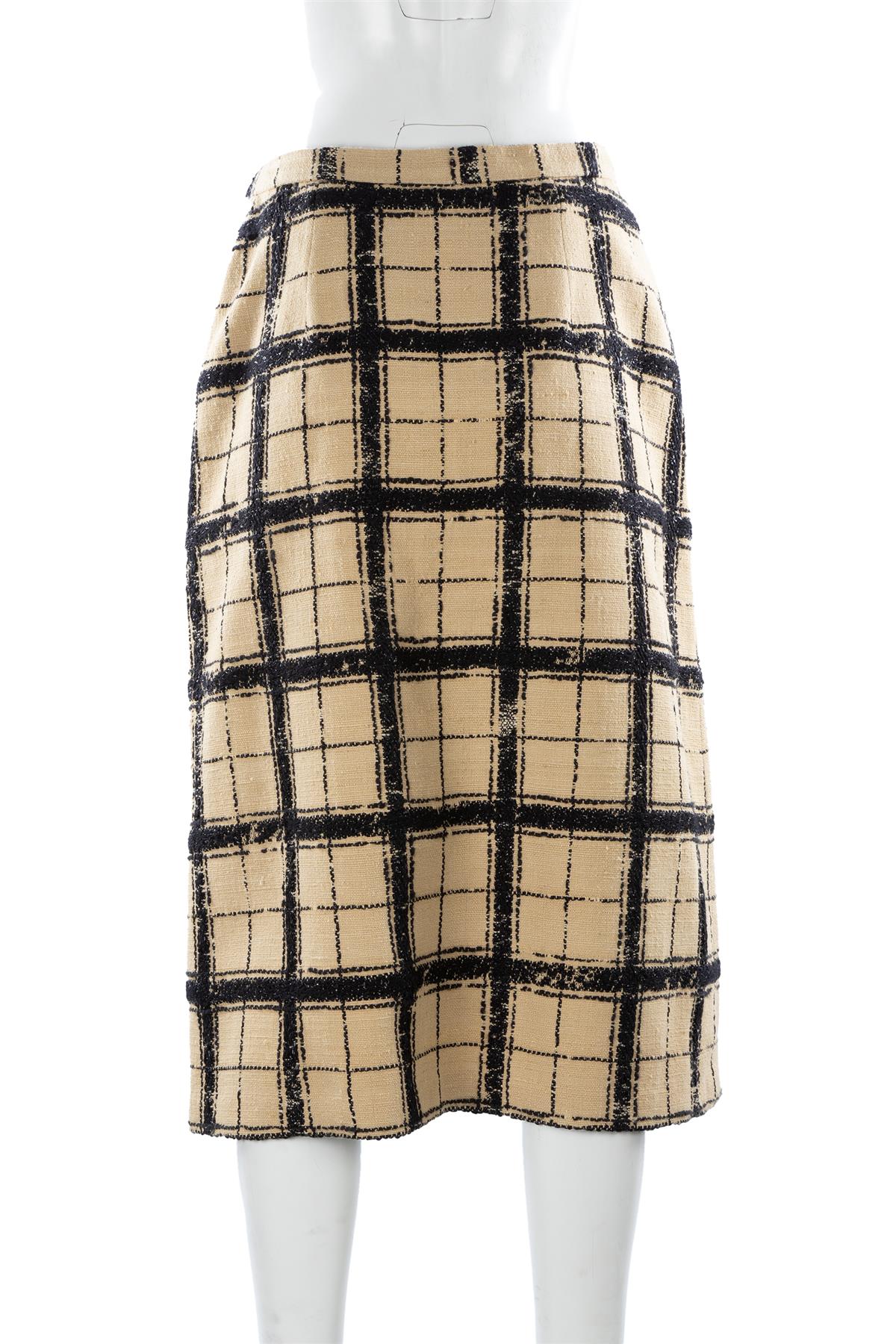 CHRISTIAN DIOR BEIGE COTTON MIDI SKIRT FR 38 UK 10