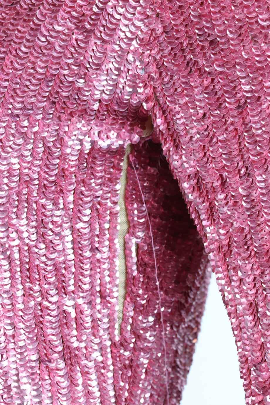 PINKO LOVES SHEA RUCHED SEQUINED JERSEY MINI DRESS IT 44 UK 12