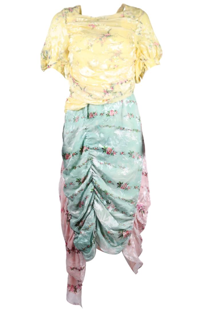 PREEN BY THORNTON BREGAZZI FLORAL PRINT SILK MIDI DRESS UK 10
