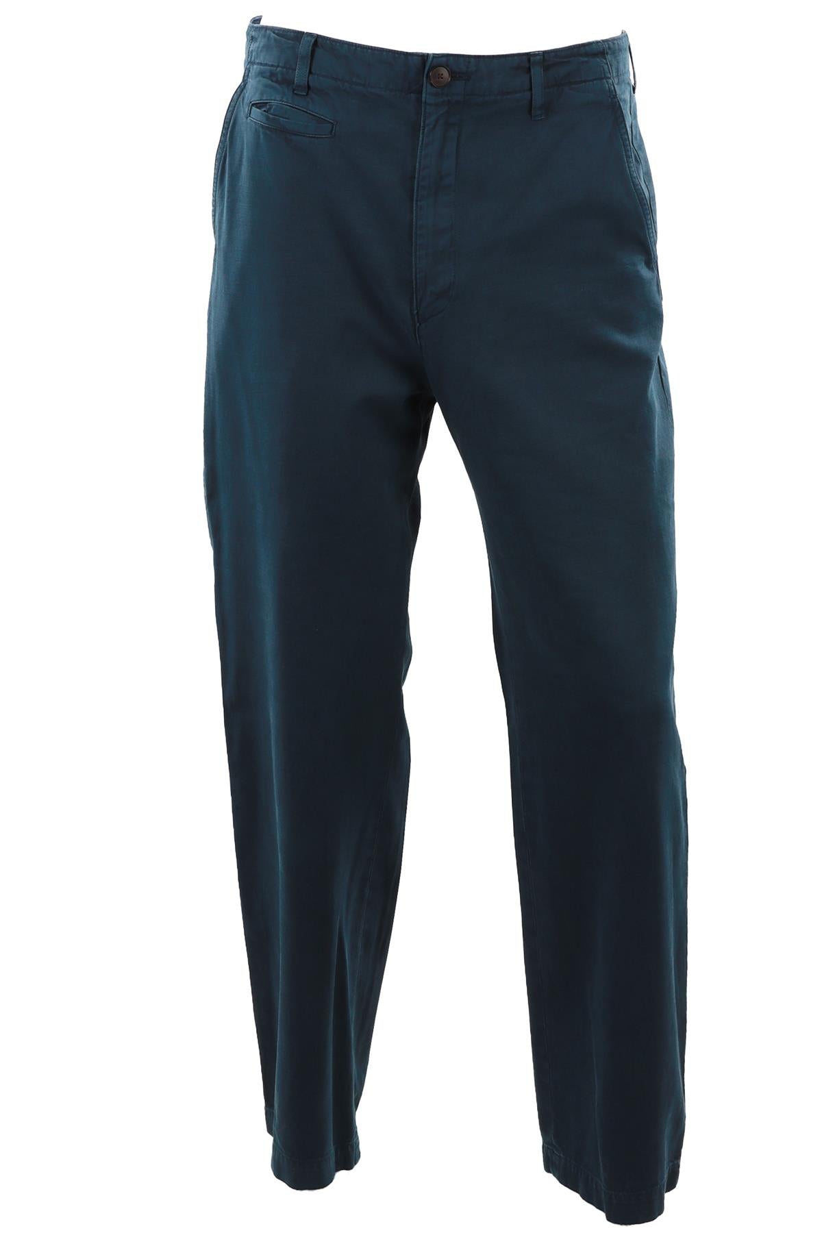 BLUE MEN'S COTTON STRAIGHT LEG PANTS