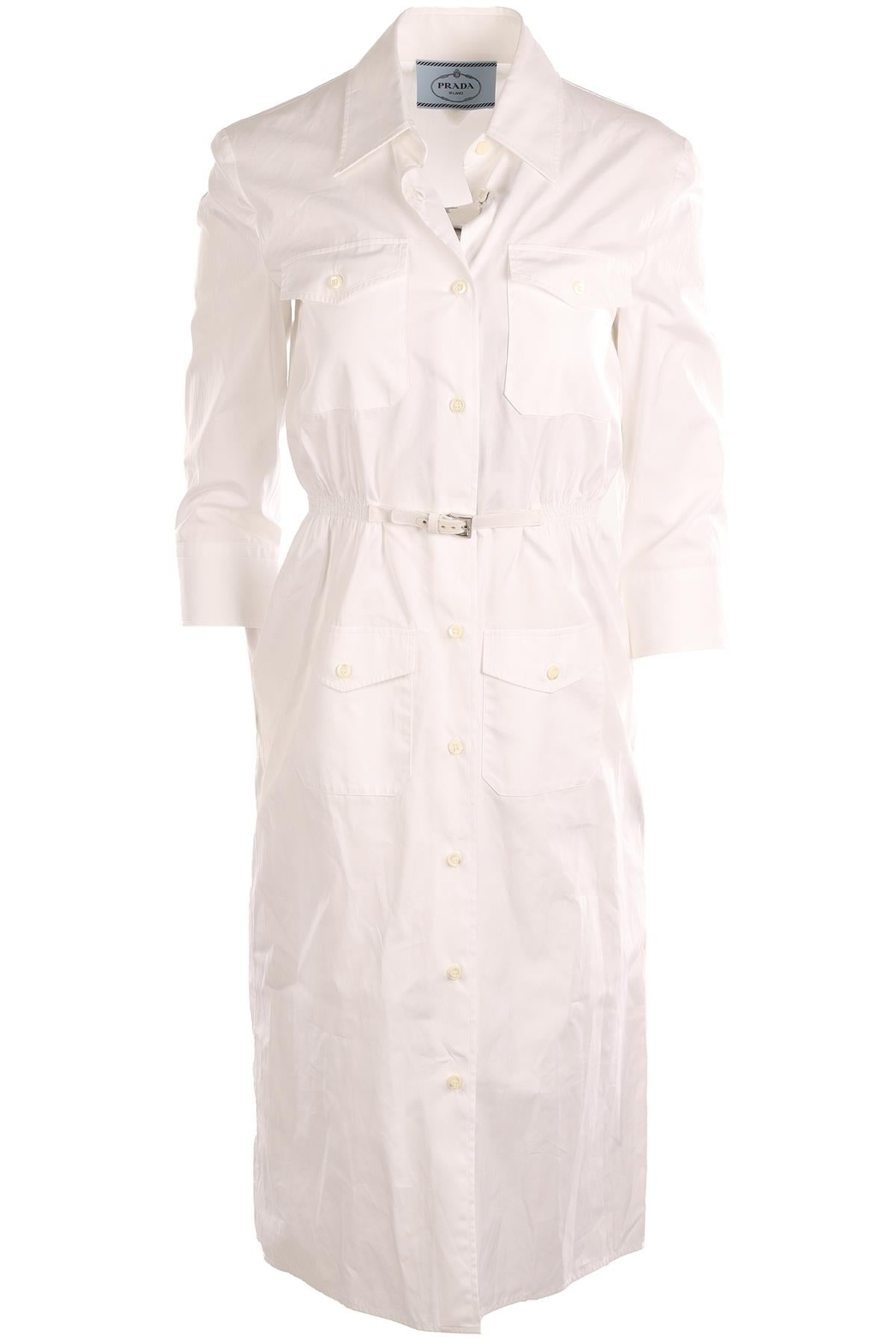 PRADA WHITE COTTON MIDI DRESS IT 38 UK 6