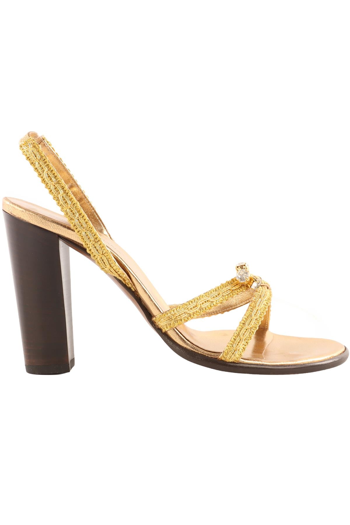 DOLCE & GABBANA GOLD LEATHER SANDALS EU 37 UK 4 US 7