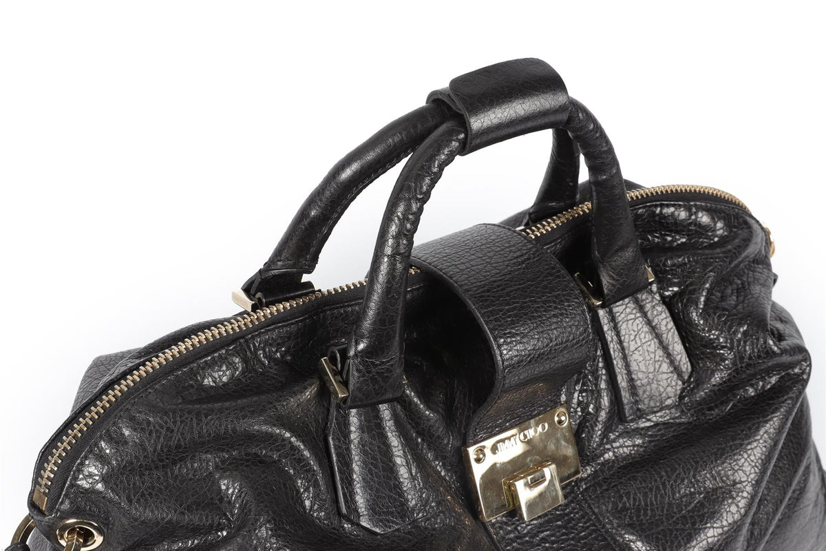 JIMMY CHOO BLACK RAPHAEL LEATHER SUITCASE