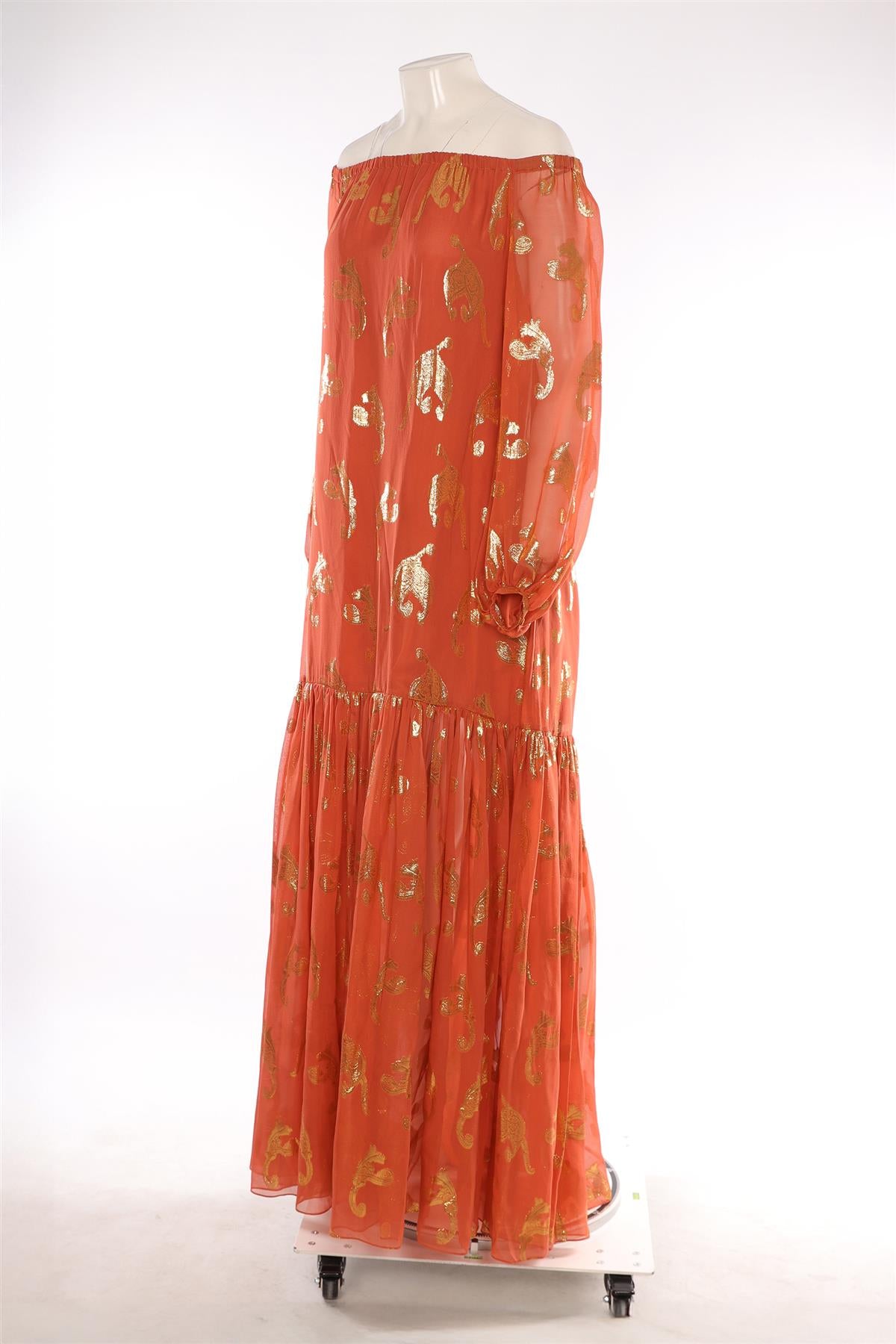 RACHEL ZOE ORANGE SILK MAXI DRESS US 4 UK 8