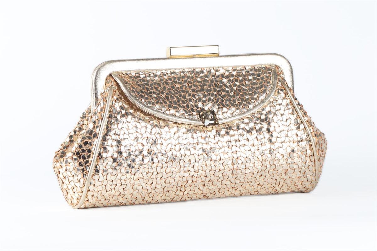ANYA HINDMARCH GOLD LEATHER CLUTCH