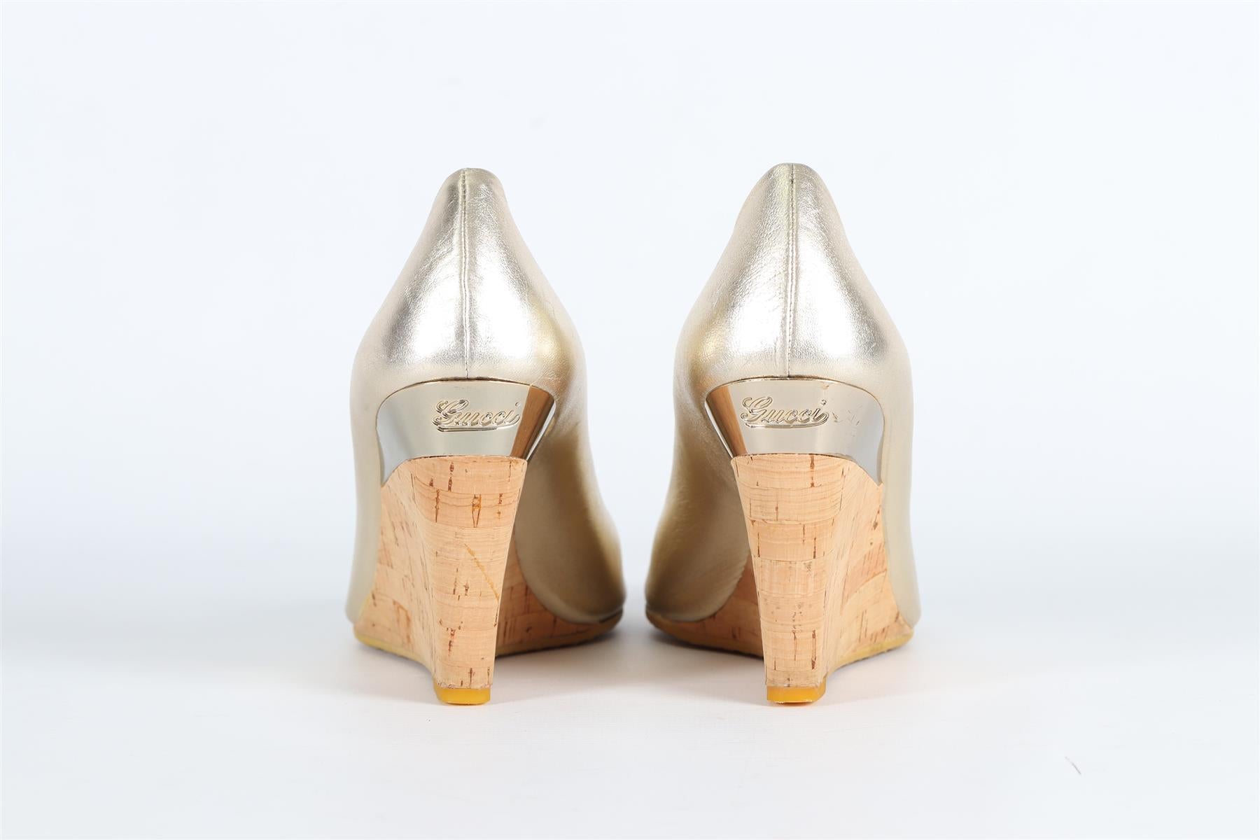 GUCCI LEATHER WEDGE PUMPS EU 38 UK 5 US 8