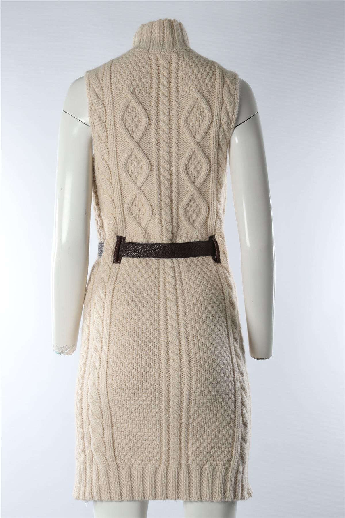 HERMÈS CREAM 2013 CASHMERE MIDI DRESS FR 36 UK 8