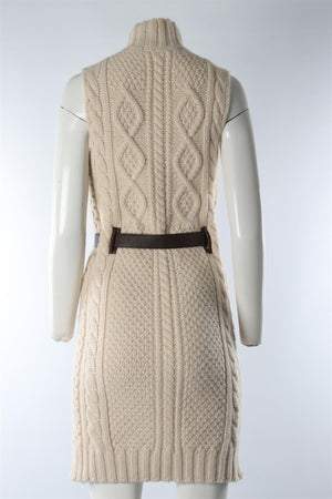 HERMÈS CREAM 2013 CASHMERE MIDI DRESS FR 36 UK 8