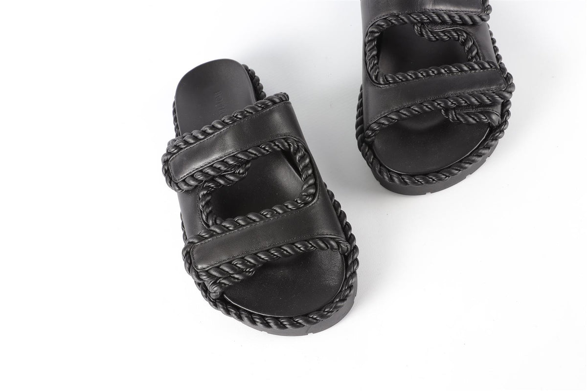 BOTTEGA VENETA BLACK LEATHER SANDALS EU 38 UK 5 US 8