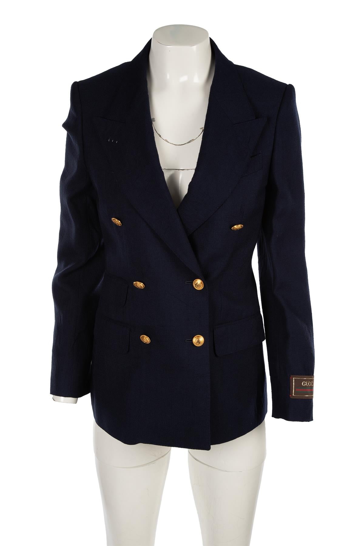 GUCCI NAVY WOVEN BLAZER IT 38 UK 6