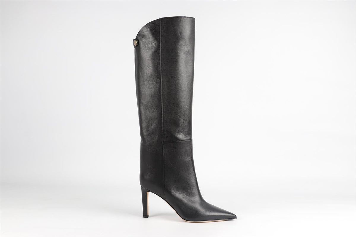 JIMMY CHOO BLACK LEATHER KNEE HIGH BOOTS EU 38 UK 5 US 8