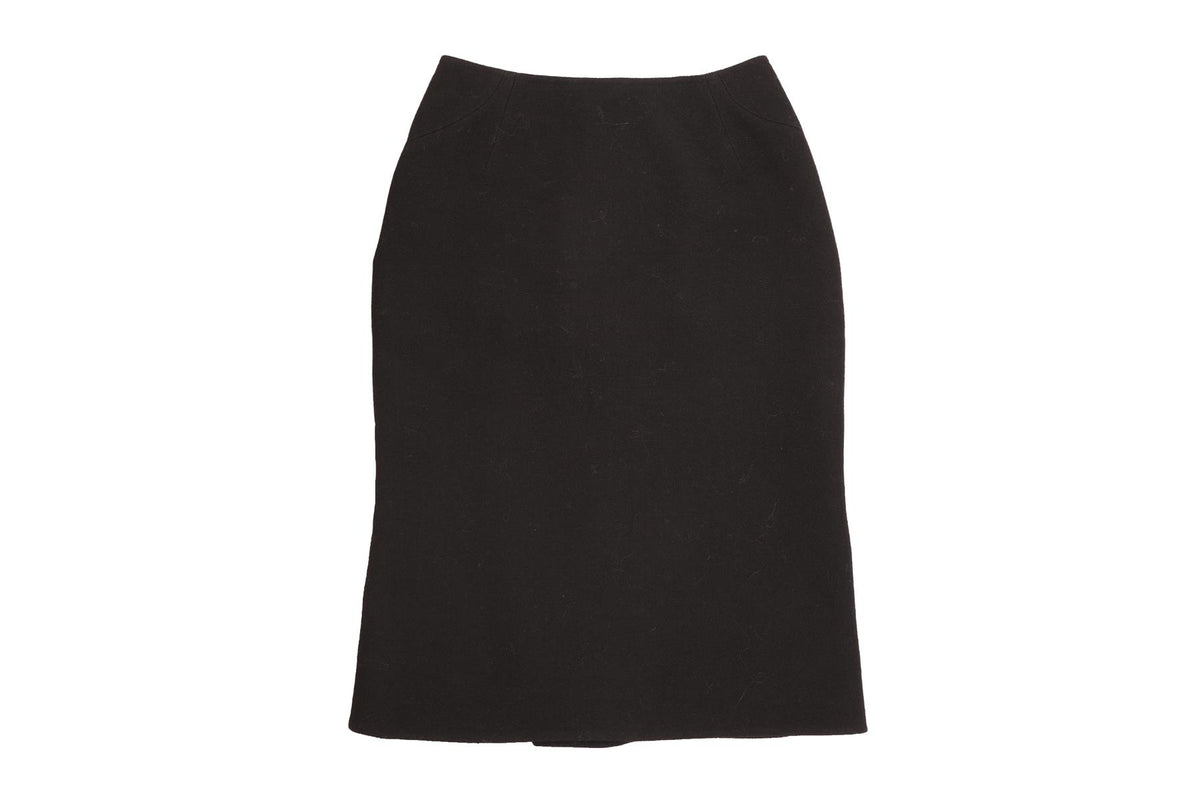ALAÏA BLACK WOOL MIDI SKIRT FR 36 UK 8