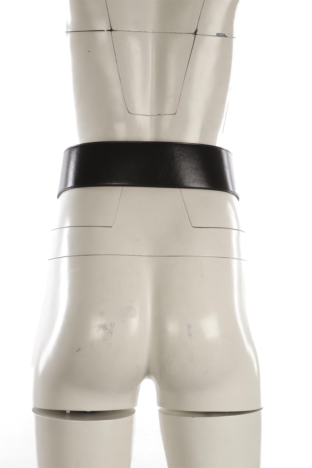 ALEXANDER MCQUEEN BLACK LEATHER WAIST BELT 75CM