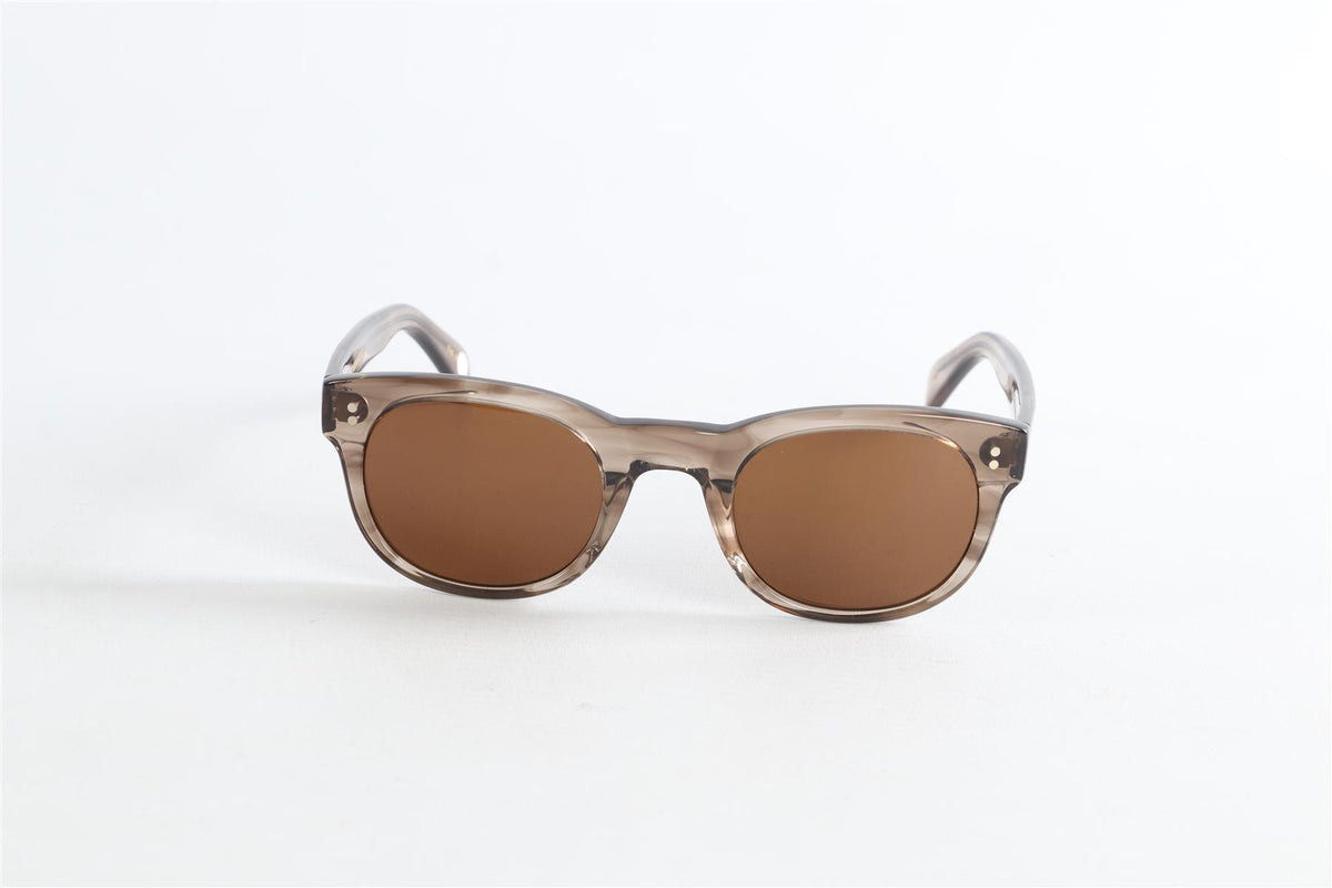 MOSCOT BROWN OVAL FRAME ACETATE SUNGLASSES