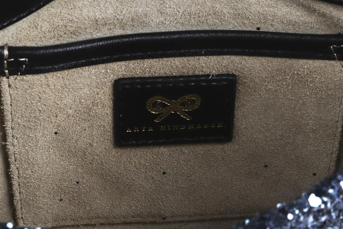 ANYA HINDMARCH NAVY GLITTER CLUTCH