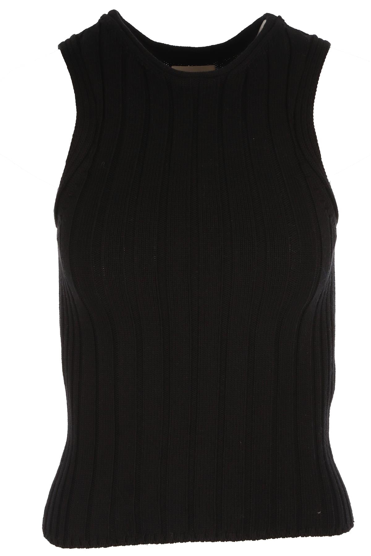 KHAITE BLACK COTTON TOP XSMALL