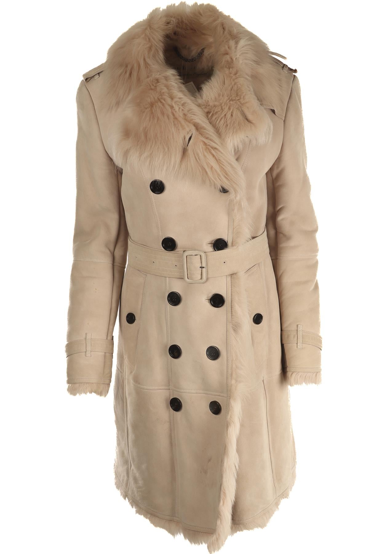 BURBERRY PINK SHEARLING AND SUEDE COAT UK 10